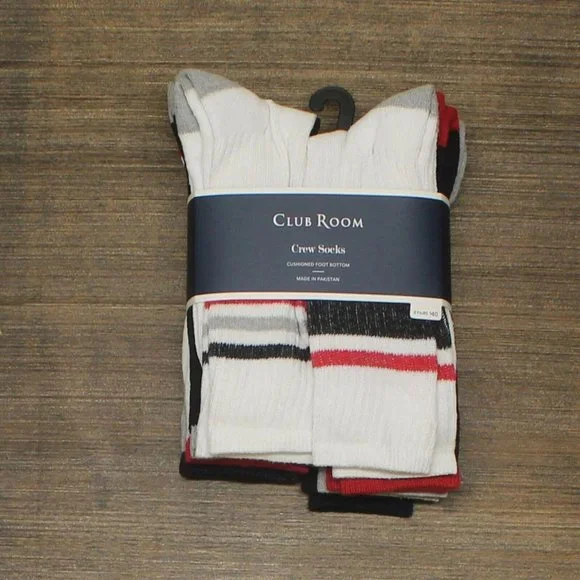 NWT Club Room Men's 8 Pack Pairs Athletic Sporty Crew Socks 10-13 Black Multi - Picture 2 of 5